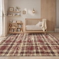 thumbnail image 2 of HIWEAVER Red 10' x 13' Distressed Neutral Plaid Area Rug for Living Room Washable Non Slip Modern Checked Indoor Carpet for Bedroom Decor Low Pile Farmhouse Floor Cover, 2 of 7