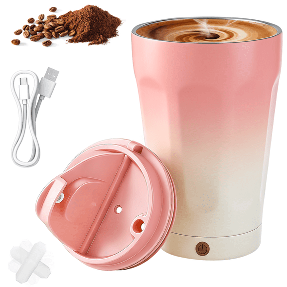 KYFIU Self Stirring Mug, Automatic Magnetic Mixing Cup, Rechargeable Coffee Mug for Office/Kitchen/Travel/Home/Coffee/Tea/Hot Chocolate/Milk, Pink