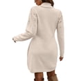 thumbnail image 5 of Women's Sweater Dress Knit Dress High Neck Long Sleeve Bodycon Elegant Slim Fit Winter Dress for Office Holiday Party,Khaki,L, 5 of 6
