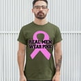 thumbnail image 3 of Tee Hunt Real Men Wear T-Shirt Breast Cancer Awareness Month Men's Novelty Shirt, Military Green, 3X-Large, 3 of 5
