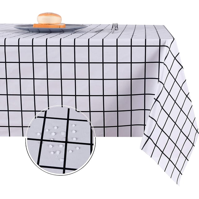 Vinyl Table Cloth, Oil-Proof Spill-Proof 100% Waterproof PVC Square Tablecloth, Wipeable Plastic Table Cover for Outdoor, Picnic, Camping