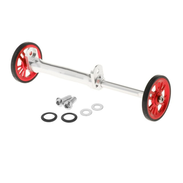 Bicicleta plegable duradera, fácil de plegar, ruedas de transporte, varilla de extensión Rojo plateado