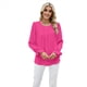 thumbnail image 1 of Blusa de Larga Abullonada para Mujer, Elegante, Informal, con Cuello Redondo, de , Holgada y Plisada. Rosa Roja XL, 1 of 9