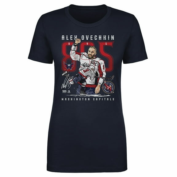Women's 500 Level Alexander Ovechkin Navy Washington Capitals NHL All-Time Leading Goal Scorer The Shot T-Shirt