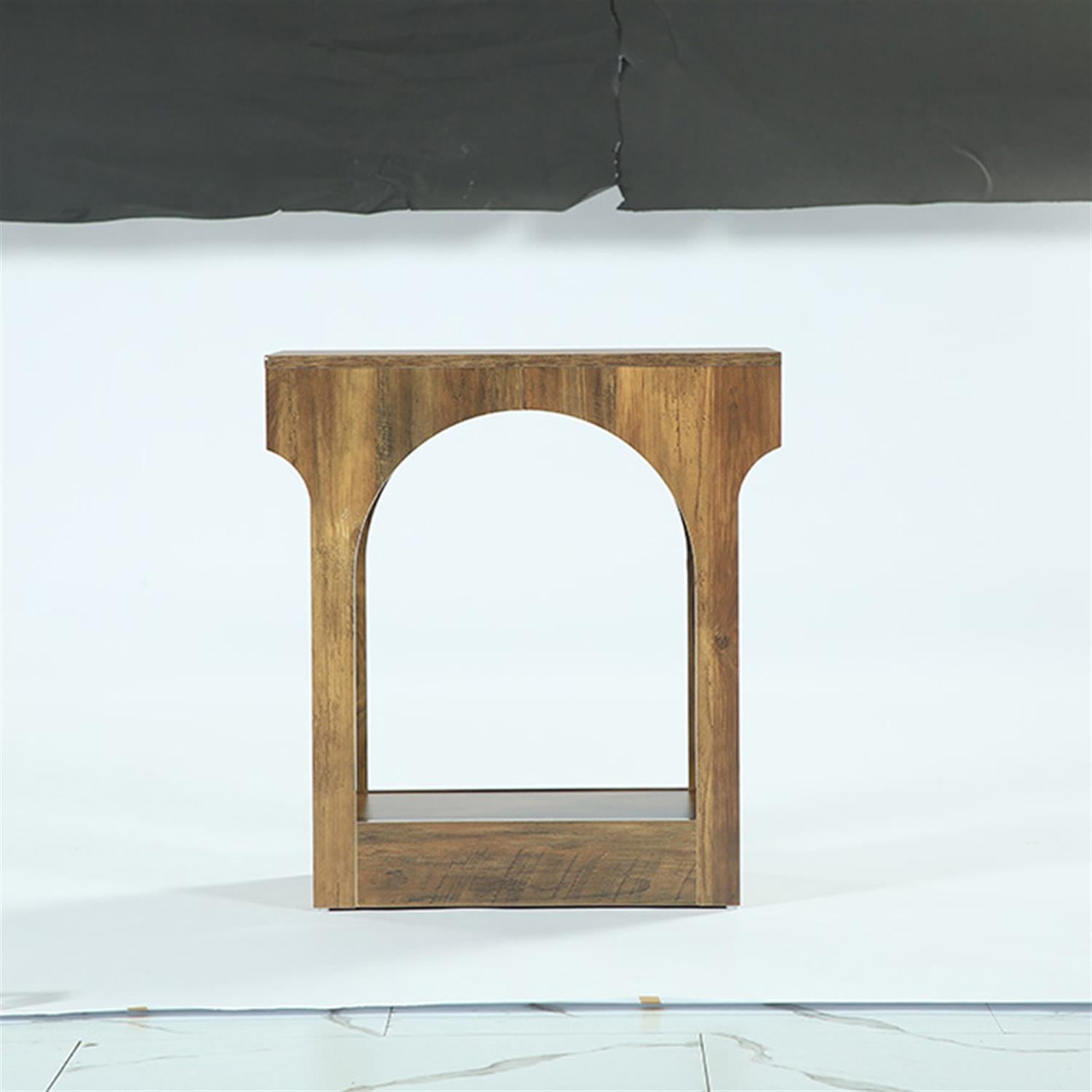 Demi Bonn 25.6" Narrow End Table, Sofa Side Table with Storage Shelf for Hallway, Bedroom, Living Room, Brown