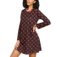 thumbnail image 3 of joogoo Red Checkered Black Women's Long Sleeve Nightgown Sleepwear L, 3 of 8