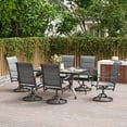 thumbnail image 6 of MAYEERTY 7-Piece Patio Dining Set:1 Black Rectangular Table with 1.57" Umbrella Hole & 6 Gray Paded Swivel Textilene Chairs, 6 of 9