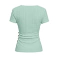 thumbnail image 4 of yillto Womens Summer Blouse Wrap V Neck Short Sleeve Tops Fashion Ruched Tunic Shirts Spring Business Tee, 4 of 7