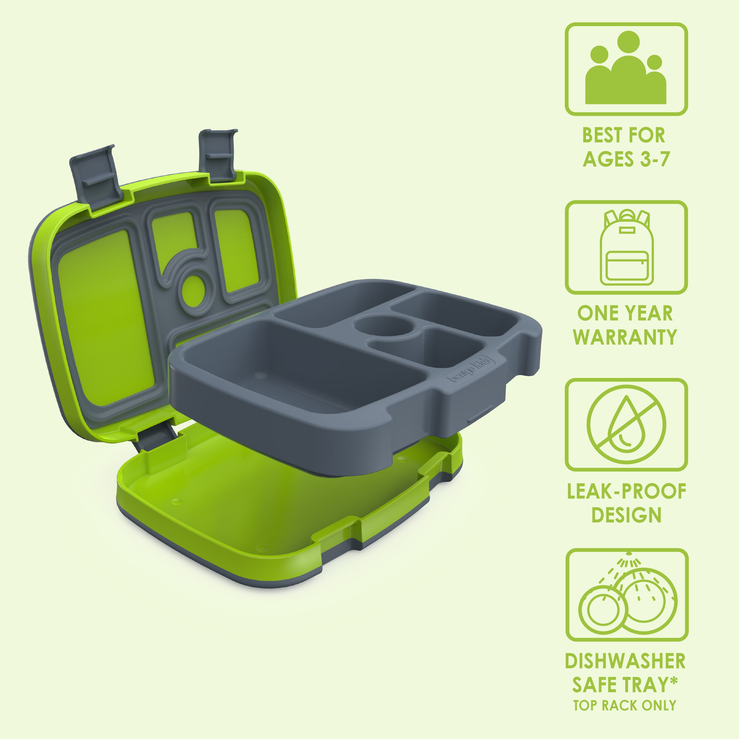 Bentgo Kids Prints Leak-Proof, 5-Compartment Bento-Style Kids Lunch Box (Rainbows and Butterflies) - Durable, Drop-Proof, Dishwasher Safe, & Made with BPA-Free Materials - Ideal for Ages 3-7