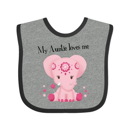 

Inktastic Aditi My Auntie loves me Pink Elephant beautiful Gift Baby Girl Bib