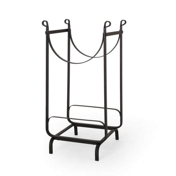 Noble House Baxendale Indoor Metal 17in. Log Rack, Matte Black