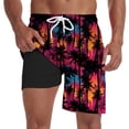 thumbnail image 4 of CHENge Men's Swim Trunks Long Casual Hawaiian Print Quick Dry 4th Of July Swim Trunks with Compression Liner Stretch Fabric Mens Summer Clothes, 4 of 5