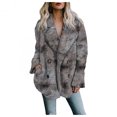 thumbnail image 2 of WREESH Cardigan d'Hiver Chaud pour Femmes Manteau à Col Rabattu en Polaire Ouvert avec Poches Imprimé, 2 of 7