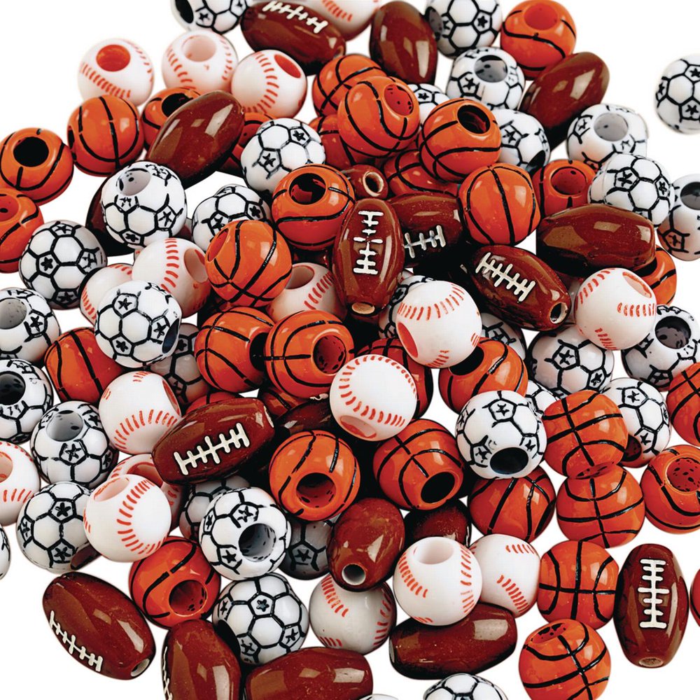 Colorations Plastic Sports Ball Beads for Kids, 1/2 lb., Accent Beads