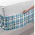 thumbnail image 2 of Checkered Bed Skirt, Pastel White Blue Checkered Pattern with Pink Strips Fresh Summer Design, Elastic Bedskirt Dust Ruffle Wrap Around for Bedding Decor, 4 Sizes, Aqua Turquoise Pink, by Ambesonne, 2 of 2
