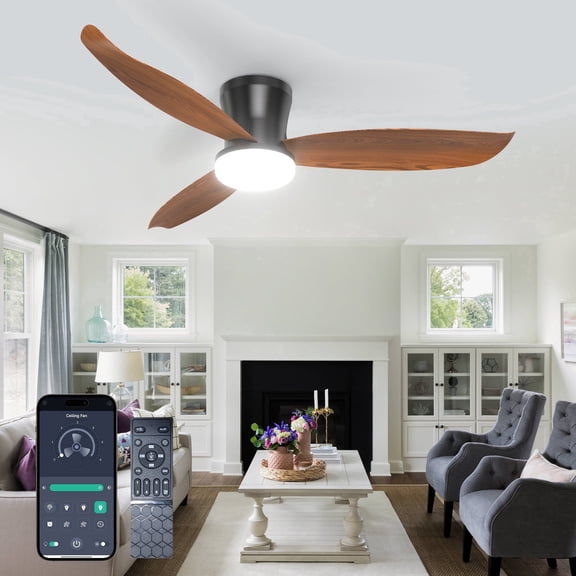 52 Inch Ceiling Fan with Dimmable 3-Color LED Light, Reversible 5-Blade ...