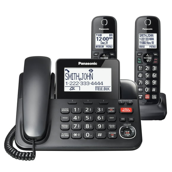 Teléfono Panasonic KX-TGF852B con cable/inalámbrico con bloqueo de llamadas