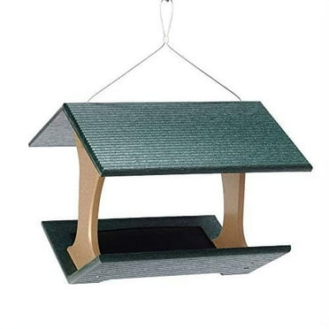 Birds Choice SNHFT Fly-Thru Feeder, Recycled Hanging Bird Feeder, Medium, Taupe/Green