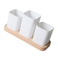 thumbnail image 2 of Soporte para cubiertos de madera con compartimentos para encimera de cocina, granja, 3 compartimentos, 2 of 12