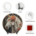 thumbnail image 4 of Daiia Vintage Floral White Horse Printed Pattern Ceramic Plate Dinner Plates Bone China Decorative Plates with Display Stand Art Ceramic Ornaments for Wall Hanging Decoration-10in, 4 of 6