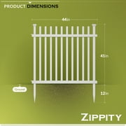 41in H x 44in W (2 Panels) No Dig Zippity Burbank Fence Panel Kit, No Dig Fence Panels, White Vinyl Fences for Yard, Temporary Fence for Backyard, White Picket Fence Garden Border, DIY Fence ZP19057