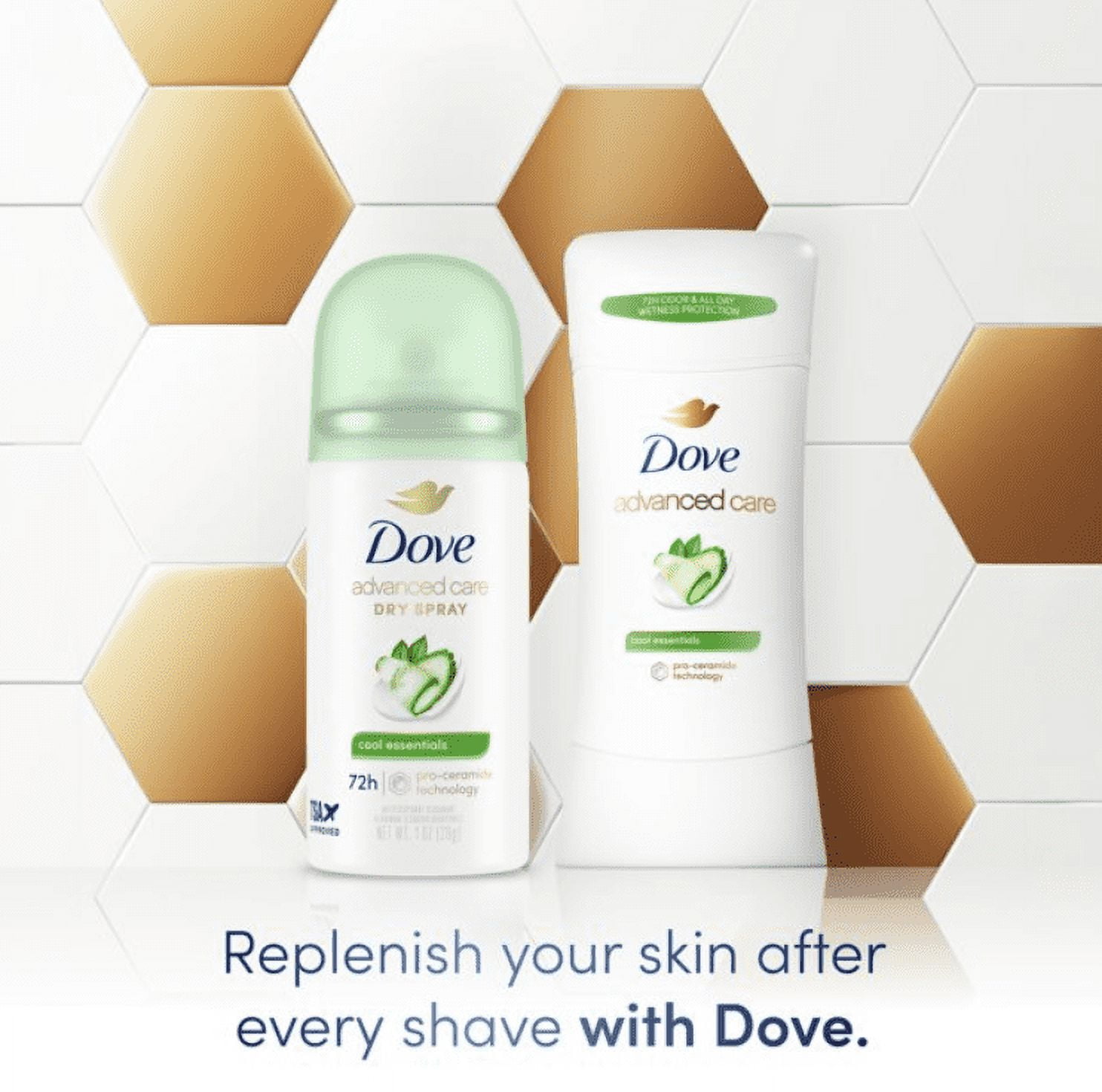 Dove Advanced Care Antiperspirant Deodorant Dry Spray Cool Essentials, 1 oz Travel Size (5 Pack)