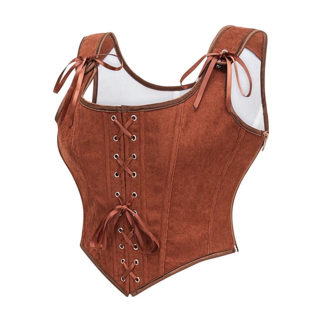 Corsé vintage con tirantes y corte de vendaje de color liso para mujer, top de poliéster para mujer