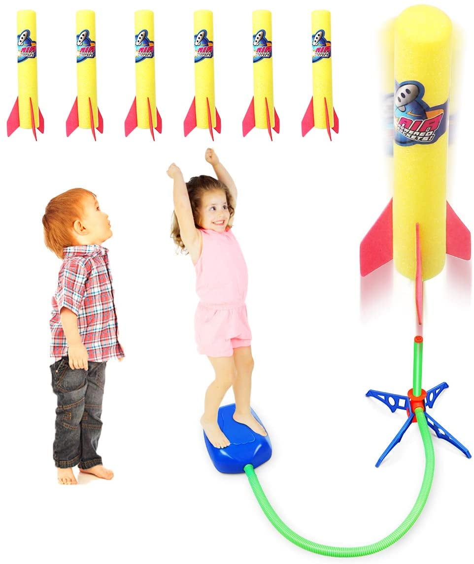 Rockets Girls Boys 3 x 12" Foam Air Rocket with Launcher Pump 