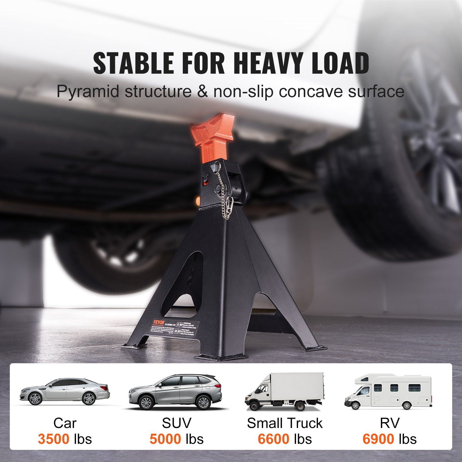 Unbranded Jack Stands Double Locking 6 Ton Capacity 14.2-23 Inch Adjustable Height 1 Pair