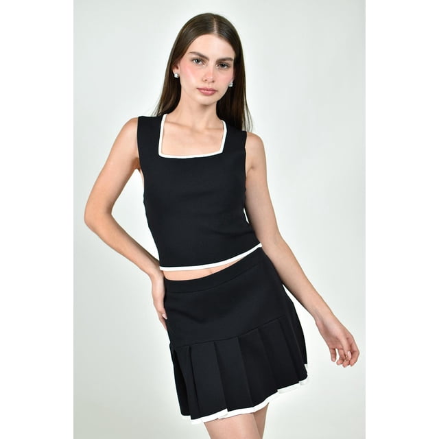 Conjunto top + falda plisada Roman Fashion /Juvenil, 03446 (Negro) negro M