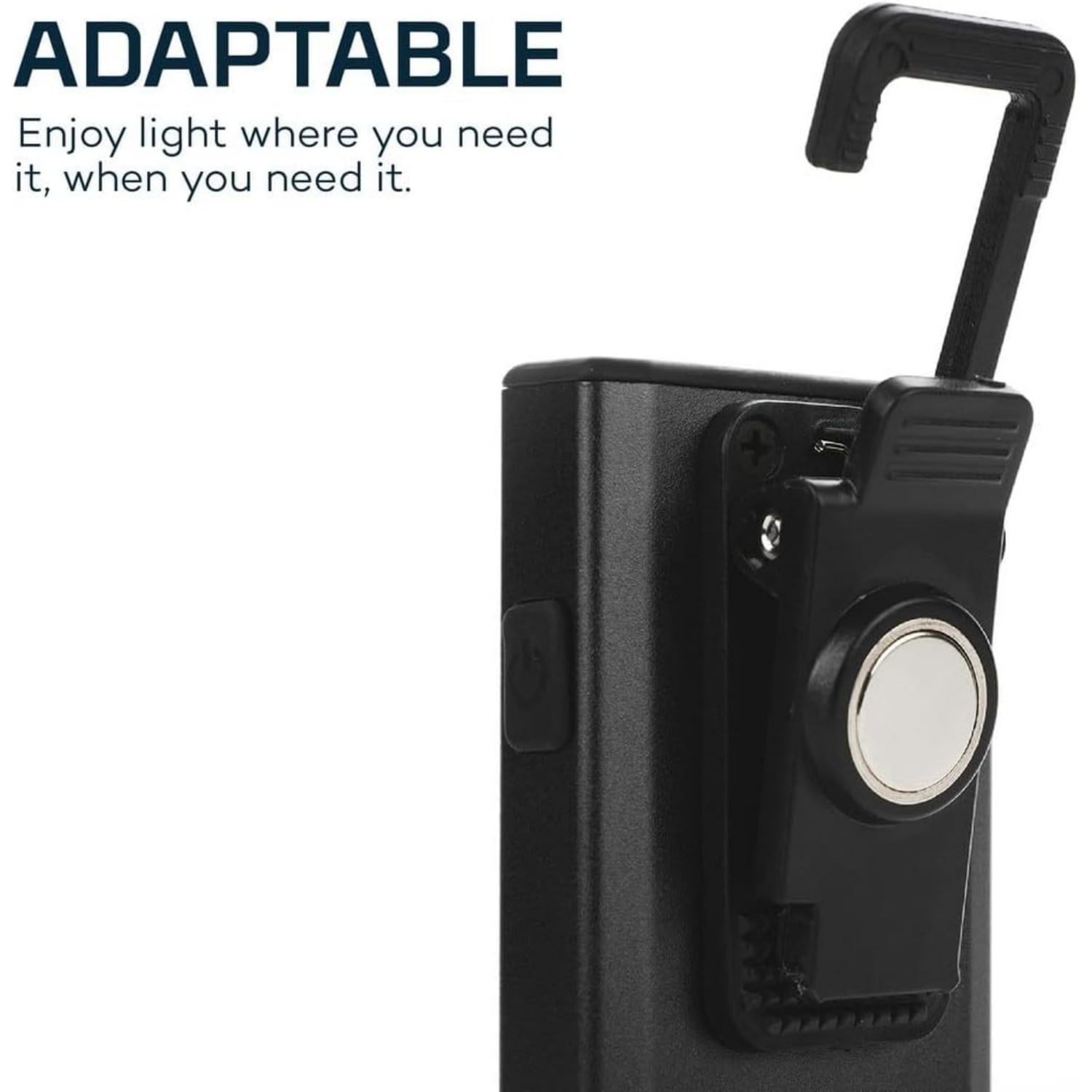 Pocket Flashlight | 500 Lumens, Rechargeable Mini EDC Work Light, Magnetic Base & Dimmable Brightness, Durable & Water Resistant, Includes Charging Cable — Black