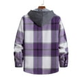 thumbnail image 4 of Patlollav Men Casual Turndown Long Sleeve Button Closure Plaid Print Hooded Shirt, 4 of 5