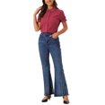 thumbnail image 2 of INSPIRE CHIC Women's Vintage Tops Peter Pan Collar Button Down Cotton Blouses Red L, 2 of 5