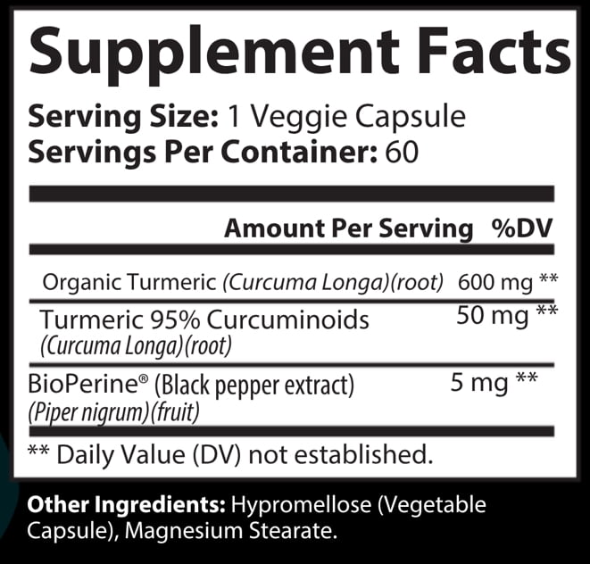 Invincible Supplements Turmeric & BioPerine Capsules – 650 mg per Serving – Supports Heart Health, Joint Health & Anti-Aging – All-Natural, Gluten-Free, Non-GMO – No Binders or Fillers