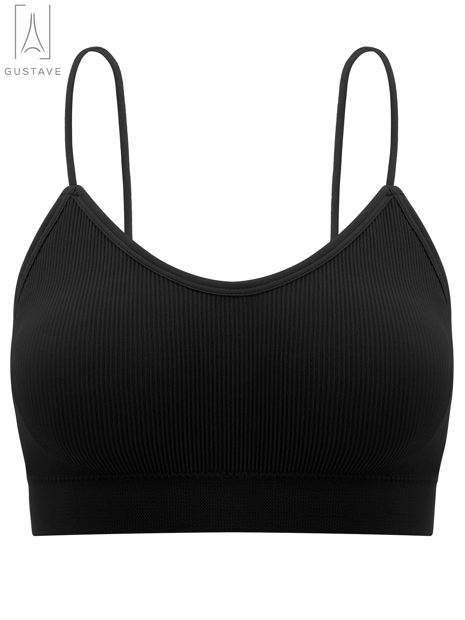 Gustave 5-Pack Women's Seamless Cami Bra V Neck Padded Bralette Spaghetti Strap Pullover Style Bras Tank Top Wire Free "Size M"