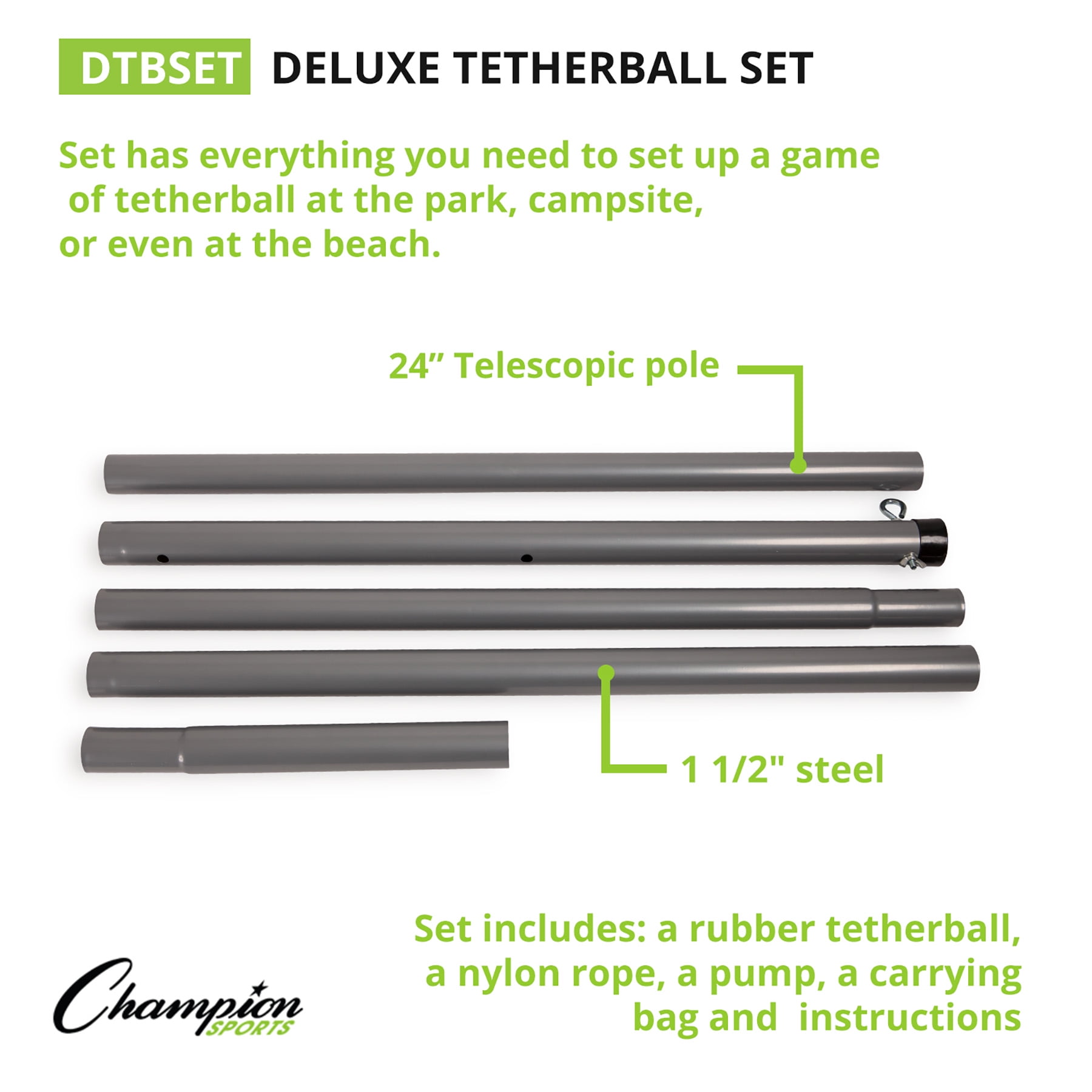 Champion Sports Deluxe Tether Ball Set Kid s Outdoor Pole Game Walmart