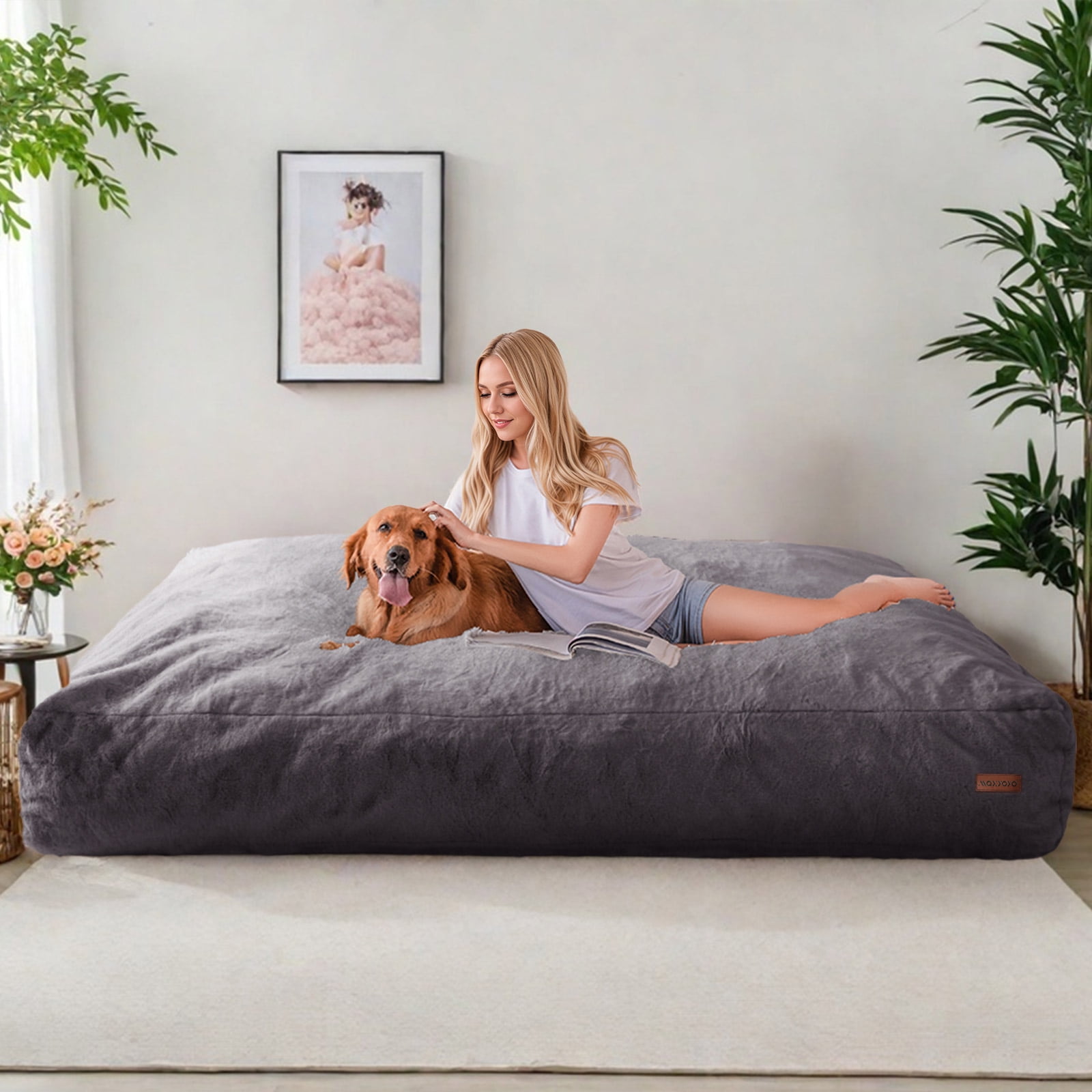 Giant Bean Bag Chairs Bean Bag Bed with Washable Cover Ultra Soft, Convertible Bean Bag from Chair to Mattress, Huge Cordoroys Bean Bags for Adult,Couples,Family,Dgrey,Queen