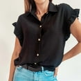 thumbnail image 4 of Womens Buttons Turndown Collar Ruffle Sleeveless Summer Shirts Tops Blouse Tank, 4 of 6