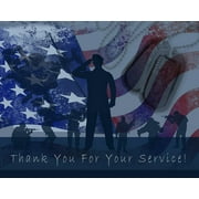 Thank You For Your Service Cards - USA - American Flag - Patriotic - Military - Blank on the Inside - Includes Cards and Envelopes - 5.5" x 4.25" (12 pack)
