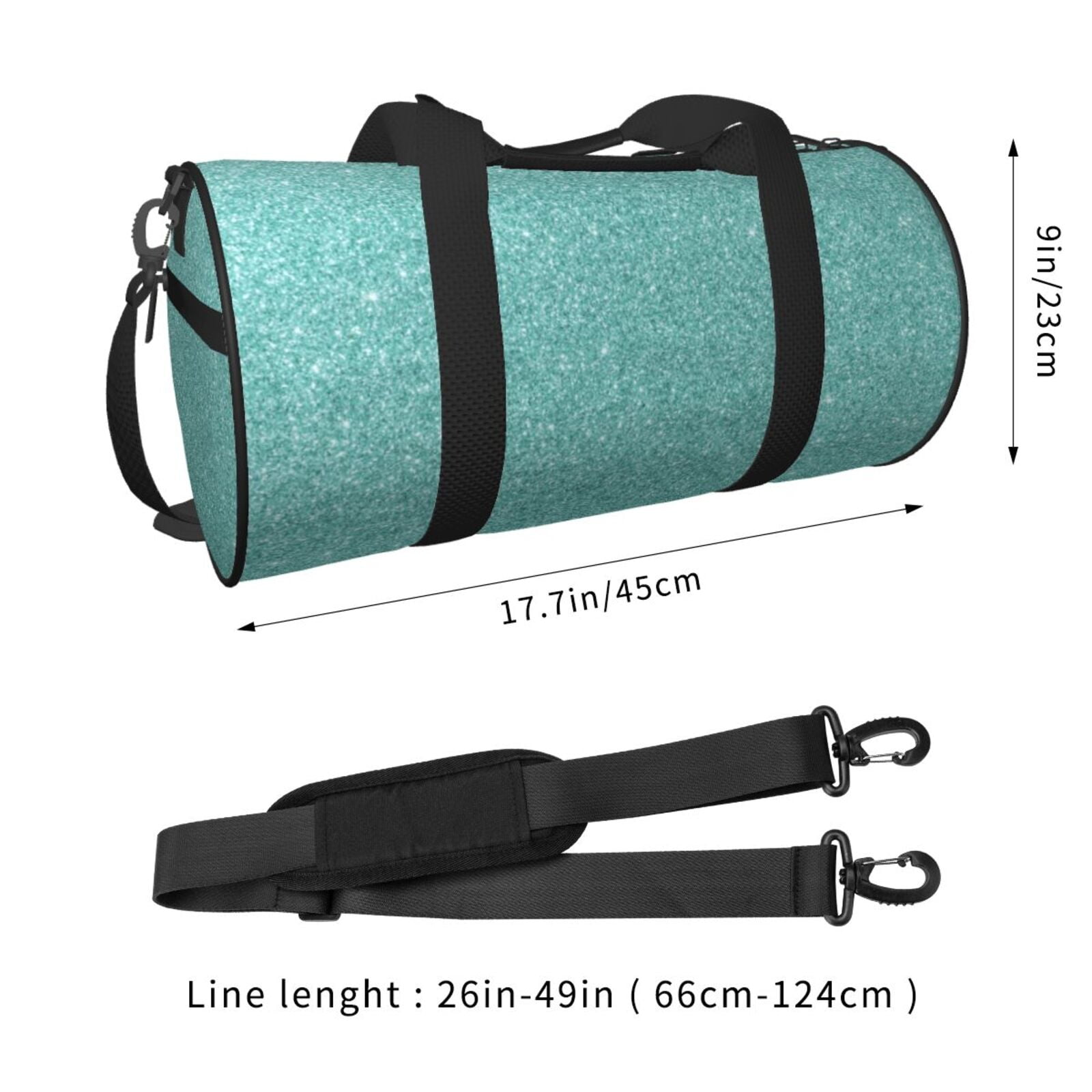 Defioc Teal Green Glitter for Travel Duffle Bag,Weekender Bag Carry On Tote Bags Hospital Bag Large Capacity Sport Gym Bag for Men Women Fit for Trave, Gym,Weekend