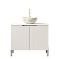 thumbnail image 3 of 30" Elegant Compact Freestanding Cabinet, Bathroom Storage Unit with Soft Close Door, Modern Small Bathroom Vanity with Ceramic Sink for Bathroom, Carrara White,White, 3 of 7
