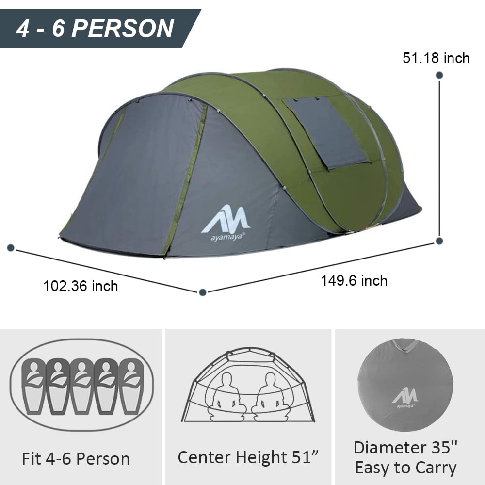 Ayamaya 6 Person Waterproof Camping Pop Up Tent