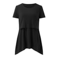 thumbnail image 5 of Hwmodou Female Pregnant T-Shirts Womens Maternity Irregular Hem Tee Shirt Casual Short Sleeve Crew Neck Basic T Shirt Top Breastfeeding Dailywear Pregnancy Clothes For Woman, 5 of 7