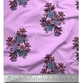 thumbnail image 1 of Soimoi Polyester Crepe Fabric Leaves & Floral Block Printed Fabric 1 Yard 52 Inch Wide, 1 of 3