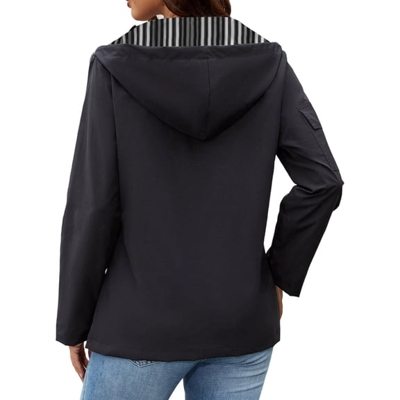 Women's Anoraks Casual Hooded Pocket Jacket And Windproof For Everyday Use Ideal Winter Outerwear With Versatile Style