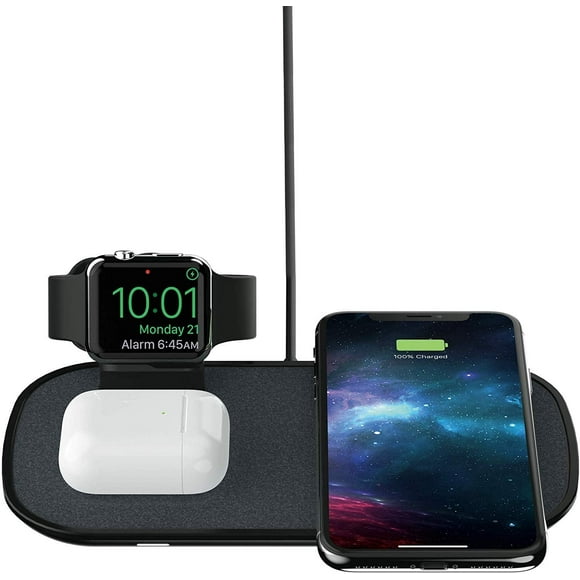 Mophie 3-in-1 Wireless Charging Pad for iPhone, Airpods & Apple Watch, Black (Refurbished)