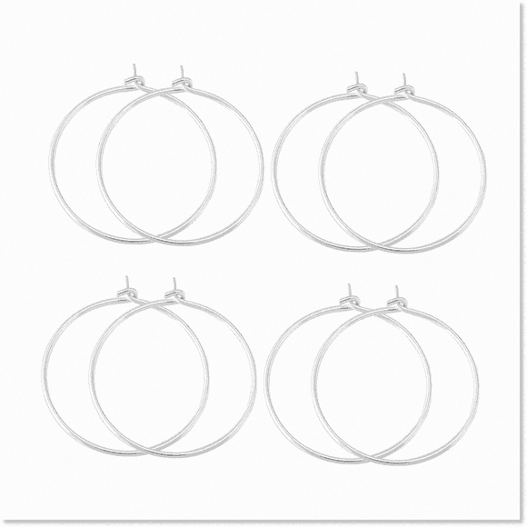8Pcs Sterling Silver Beading Earring Hoops and Wine Glass Charms - Create Stunning Jewelry with this DIY Kit, Perfect Supplies