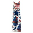 thumbnail image 4 of Wiyuqeen Women's 4th of July Linen Overalls Sleeveless Stars Print Rompers Lightweight Bib Jumpers Casual Red White and Blue Overalls, 4 of 8