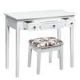 thumbnail image 1 of Patiojoy Makeup Table Set w/Cushioned Stool for Girl Women Vanity Dressing Table Set White, 1 of 10