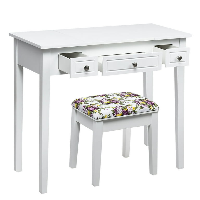 Costway Vanity Dressing Table with Stool, Flip-Top Makeup Desk